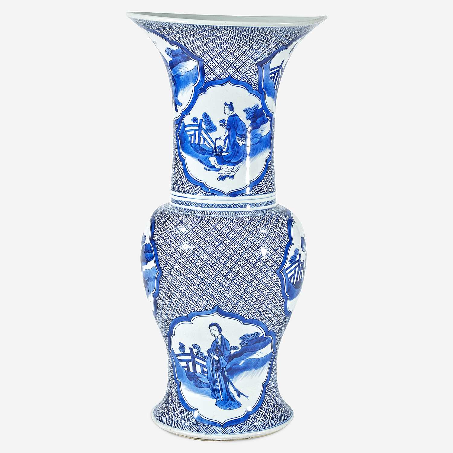Lot 68 - A Chinese blue and white porcelain "Phoenix-tail" "Eight Daoist Immortals" vase