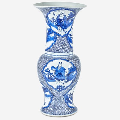 Lot 68 - A Chinese blue and white porcelain "Phoenix-tail" "Eight Daoist Immortals" vase