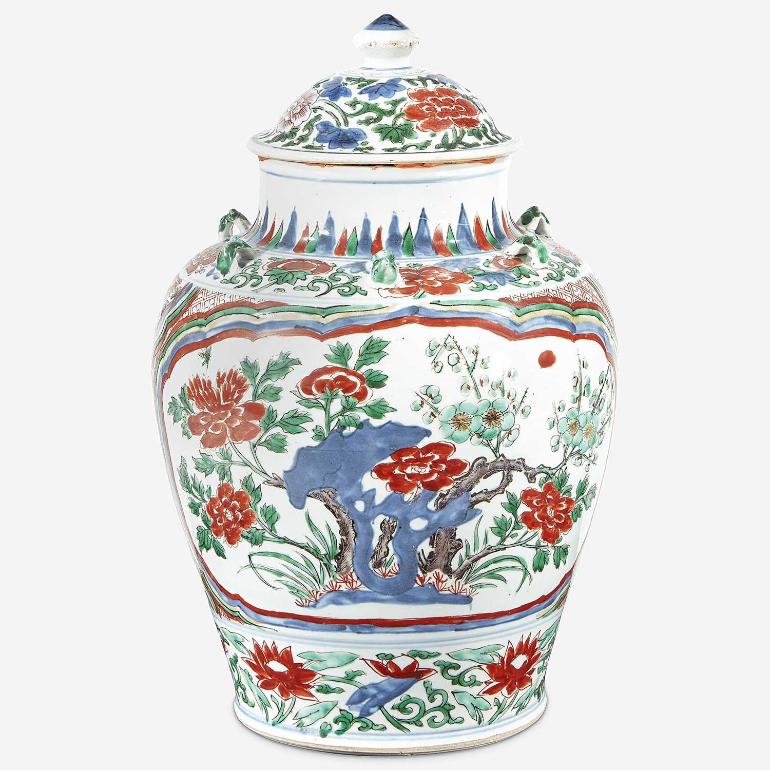 Lot 77 - A Chinese wucai-decorated porcelain jar and cover