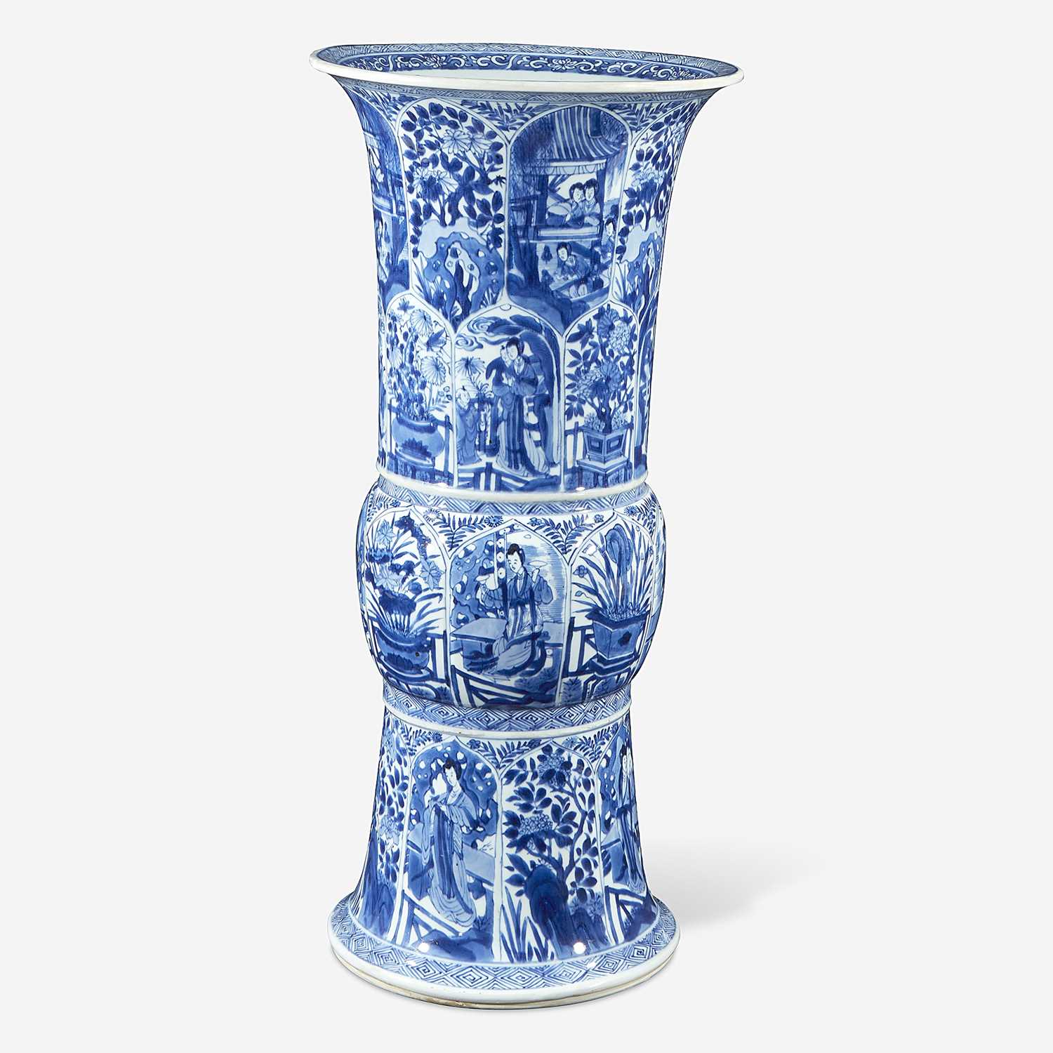 Lot 39 - A large Chinese blue and white porcelain gu-form beaker vase