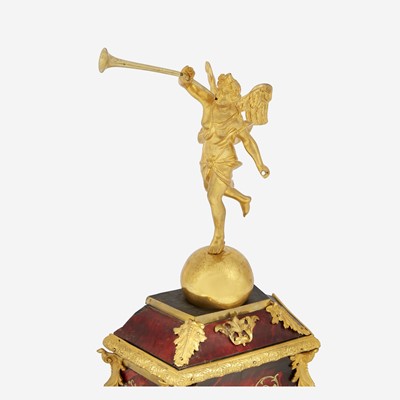 Lot 19 - A Louis XIV Ormolu-Mounted Brass-Inlaid Red Tortoiseshell Boulle Marquetry Mantel Clock on Stand*