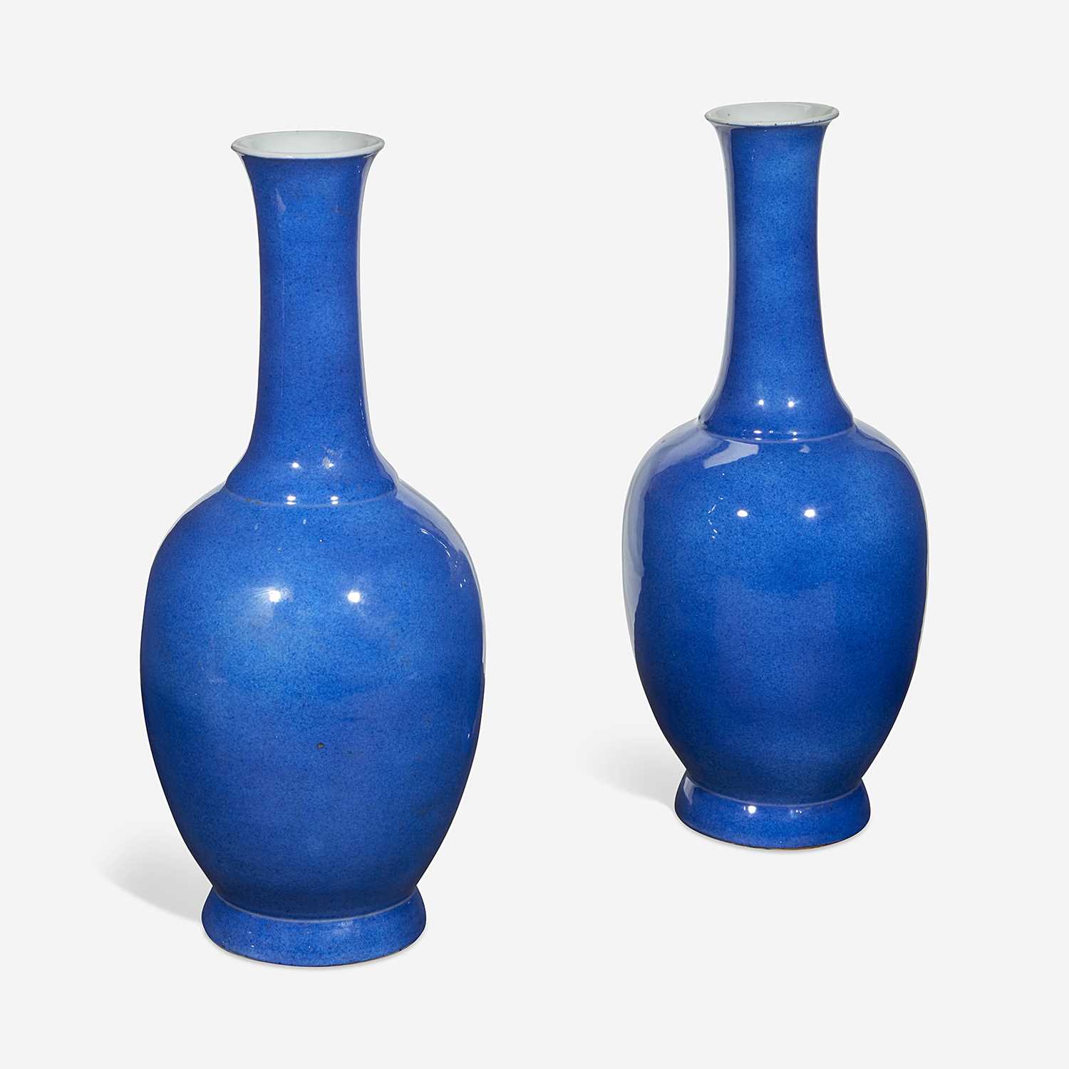 Lot 72 - A Pair of Powder Blue Glazed Baluster Vases