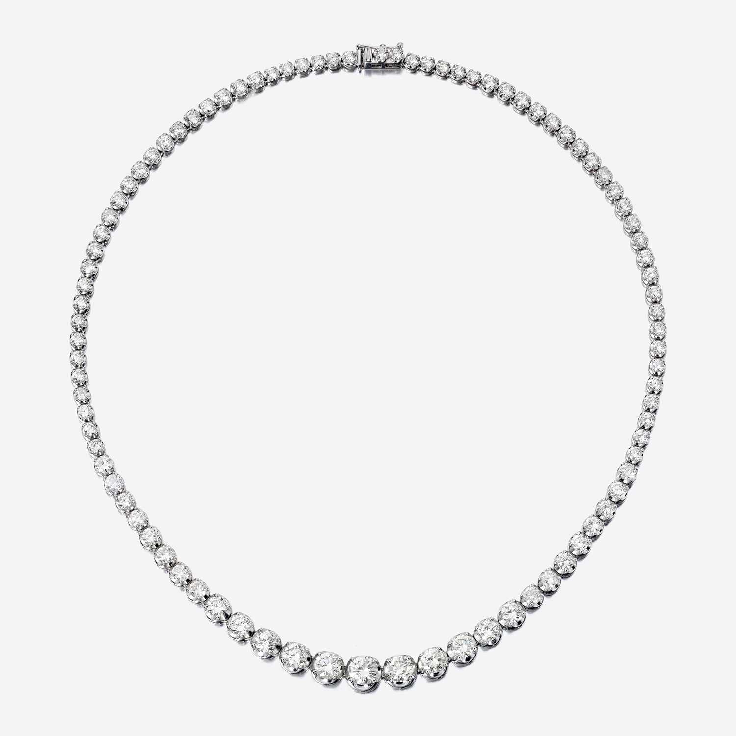 Lot 98 - A diamond and eighteen karat white gold rivière necklace