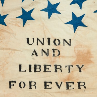 Lot 13 - A Civil War era 34-Star "Union And Liberty Forever" American Flag commemorating Kansas Statehood