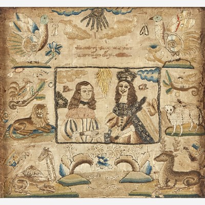 Lot 19 - A Charles II commemorative embroidered panel