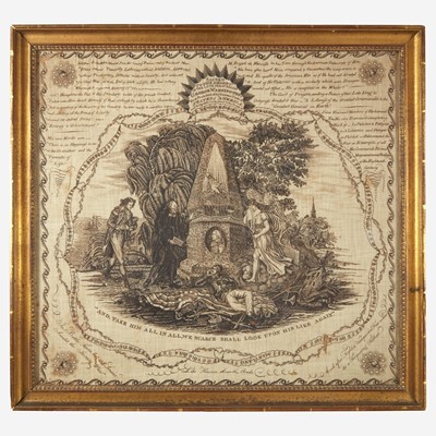 Lot 8 - A rare copperplate-printed handkerchief, "Sacred to the Memory of George Washington"