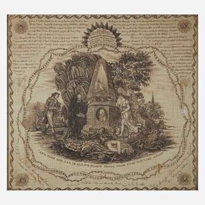 Lot 8 - A rare copperplate-printed handkerchief, "Sacred to the Memory of George Washington"