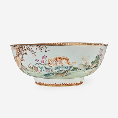 Lot 91 - A Chinese Export porcelain gilt and polychrome decorated punch bowl