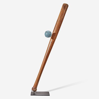 Lot 239 - A baseball assemblage: mushroom handle bat and "Worth" practice ball