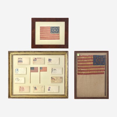 Lot 7 - A group of Civil War envelopes, parade Flags and Centennial parade Flags