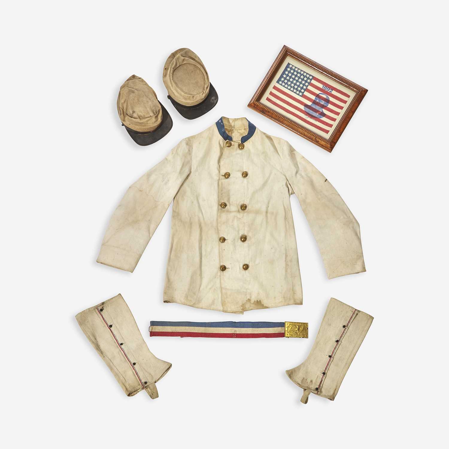 Lot 42 - A Benjamin Harrison Presidential Campaign Uniform and 44-Star Campaign Flag