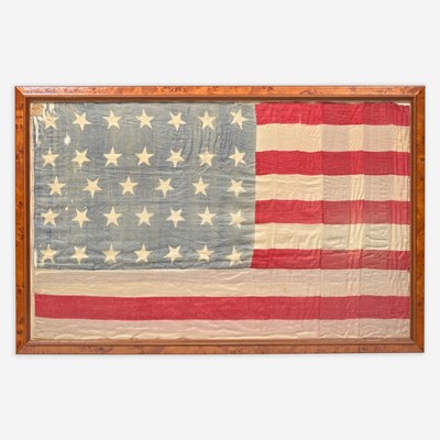 Lot 9 - A 34-Star Civil War era printed silk American National Flag