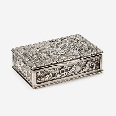 Lot 144 - A Chinese export silver snuff box, Wongshing 中国出口银鼻烟盒