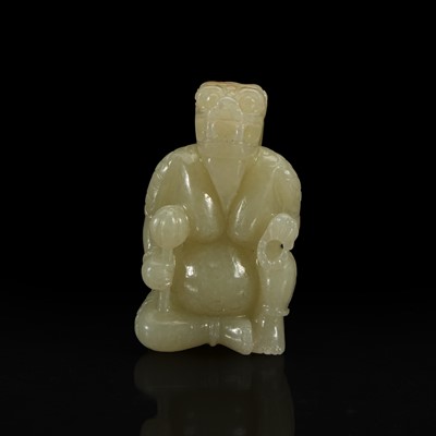 Lot 115 - A Chinese Yellowish-pale celadon Jade Mythical Creature 黄玉雕瑞兽