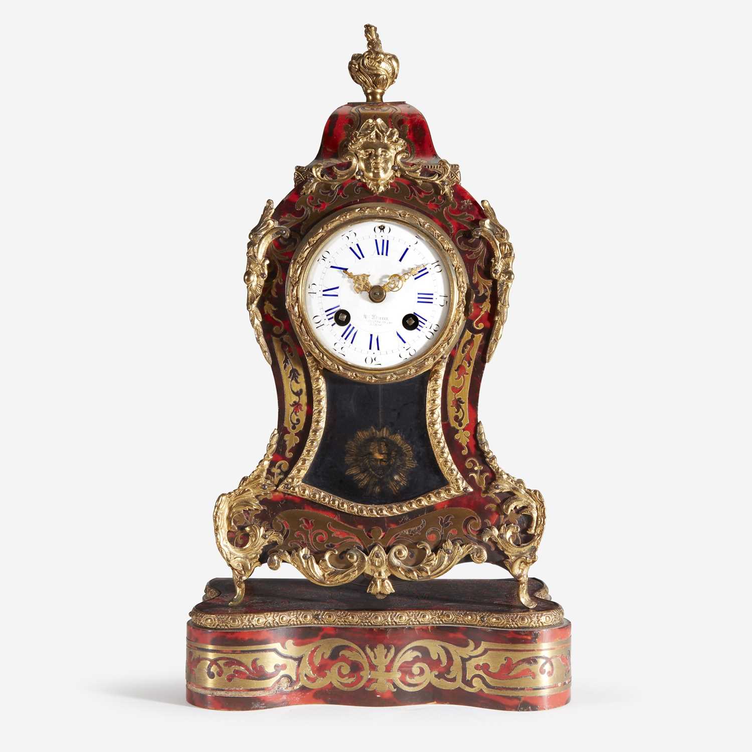 Lot 21 - A Louis XVI Style Ormolu-Mounted Brass-Inlaid Red Tortoiseshell Boulle Marquetry Bracket Clock on Stand*
