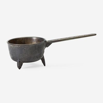 Lot 101 - An English Bronze Skillet, Inscribed 'Wages of Sin is Death'