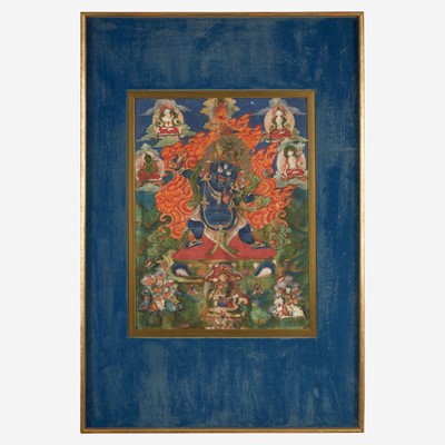 Lot 152 - A Tibetan Thanka depicting Vajrapani 唐卡绘金刚手菩萨