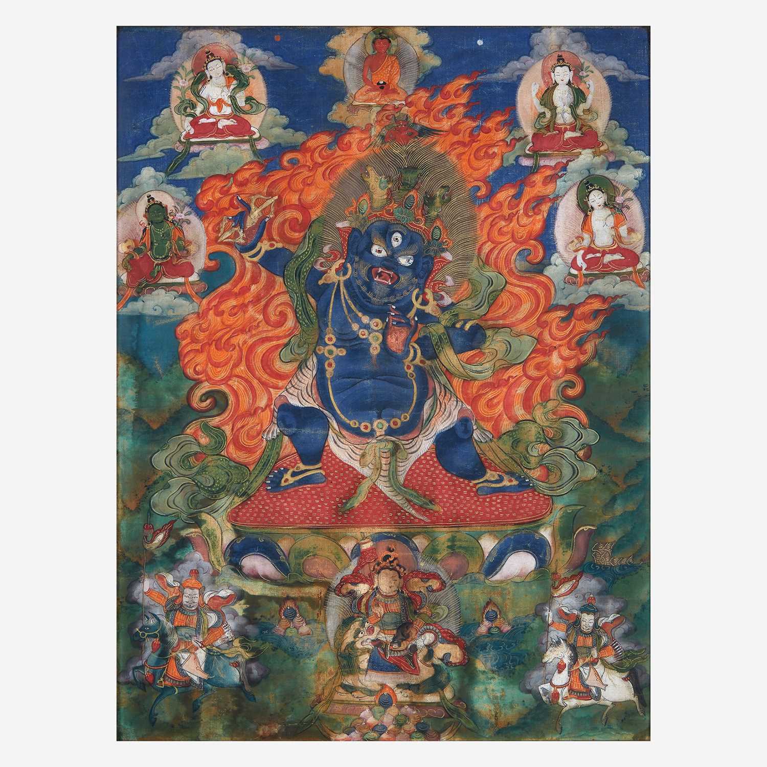 Lot 152 - A Tibetan Thanka depicting Vajrapani 唐卡绘金刚手菩萨