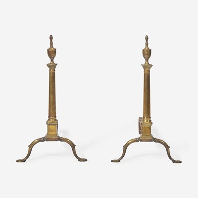 Lot 138 - A pair of Federal bell metal andirons