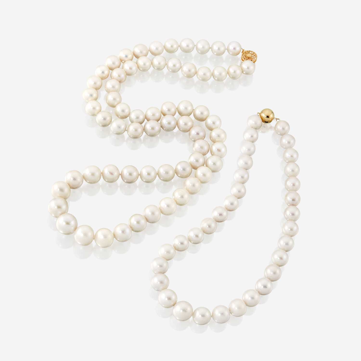 Lot 173 - Two strands of South Sea cultured pearls