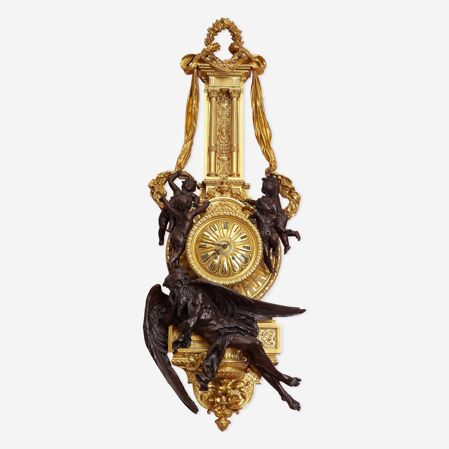 Lot 8 - A Fine and Large Louis XVI Style Gilt and Patinated Bronze Cartel Clock