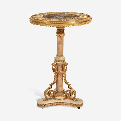 Lot 55 - A Fine Sèvres Style Porcelain-Inset Gilt-Bronze Mounted Onyx Side Table