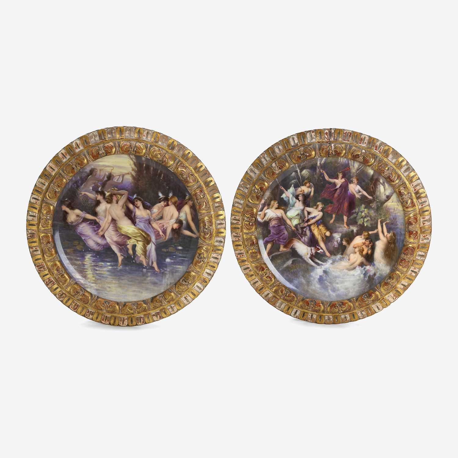 Lot 163 - A Pair of Vienna Porcelain Hand-Painted Roundel Plaques
