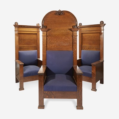 Lot 229 - Three Large Oak Hall Chairs