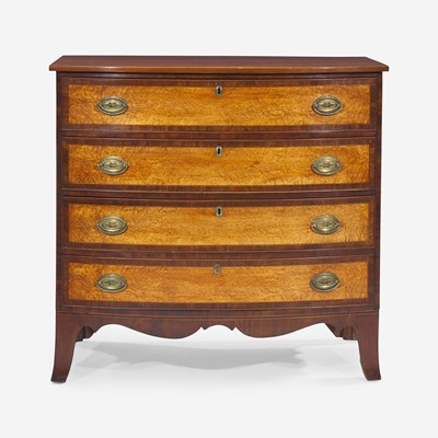 Lot 173 - A Federal inlaid mahogany and figured maple bowfront chest of drawers