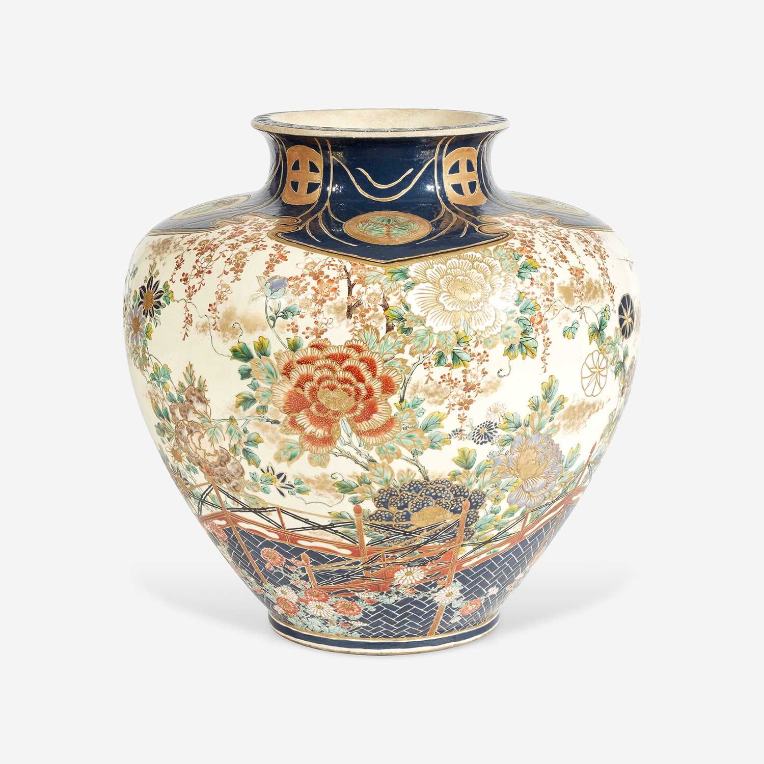 Lot 90 - A Large Satsuma Enamelled Pottery Vase
