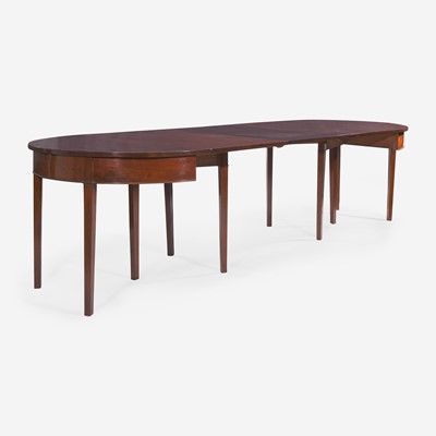 Lot 156 - A Federal mahogany two-part demi-lune dining table