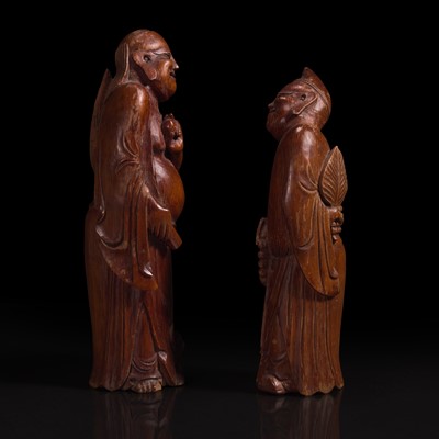 Lot 137 - Two Chinese carved bamboo figures