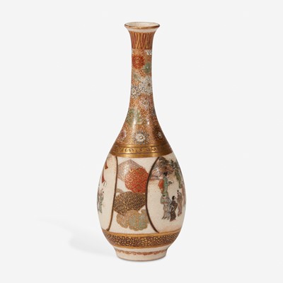 Lot 231 - A small Japanese enameled Satsuma-type pottery cabinet vase