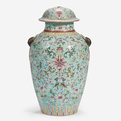 Lot 65 - A Chinese enameled  porcelain vase with cover