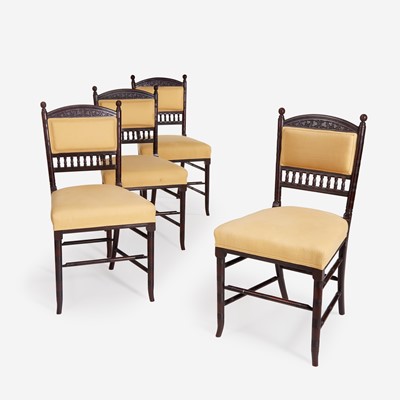 Lot 110 - A Group of Four English Aesthetic Movement Rosewood Side Chairs*