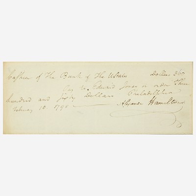 Lot 40 - [Hamilton, Alexander] [First Bank of the United States]