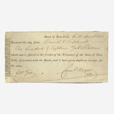 Lot 15 - [Hamilton, Alexander] [First Bank of the United States]
