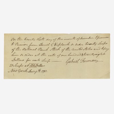 Lot 15 - [Hamilton, Alexander] [First Bank of the United States]