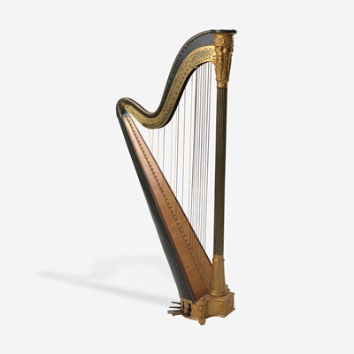 Lot 54 - A Sebastian Erard Parcel Gilt and Green-Painted Harp