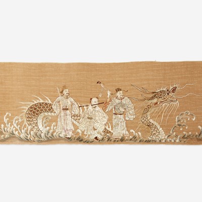Lot 190 - An embroidered  panel depicting the eight Daoist Immortals with dragon