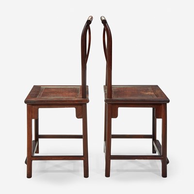 Lot 96 - A pair of Chinese side chairs, possibly jichimu 椅子一对 或鸡翅木