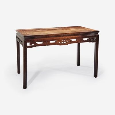 Lot 88 - A Chinese hardwood rectangular table, possibly huanghuali 硬木方桌 或黄花梨