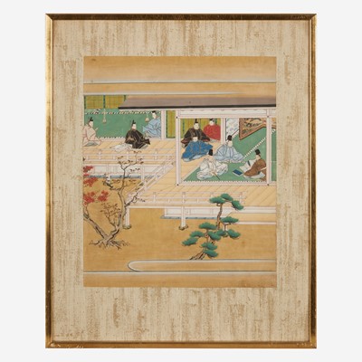 Lot 81 - A group of seven Japanese Tosa school figural scenes 日本版画一组七件