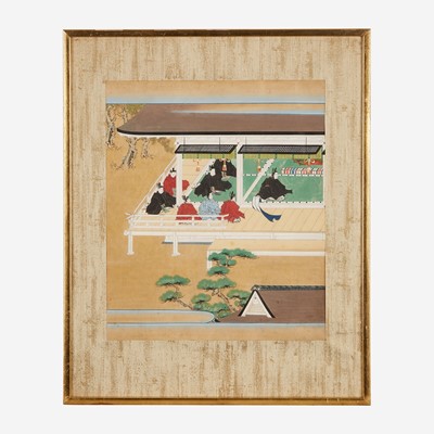 Lot 81 - A group of seven Japanese Tosa school figural scenes 日本版画一组七件