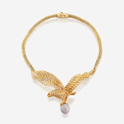 Lot 23 - An eighteen karat gold and diamond necklace, Mapamenos Natepas