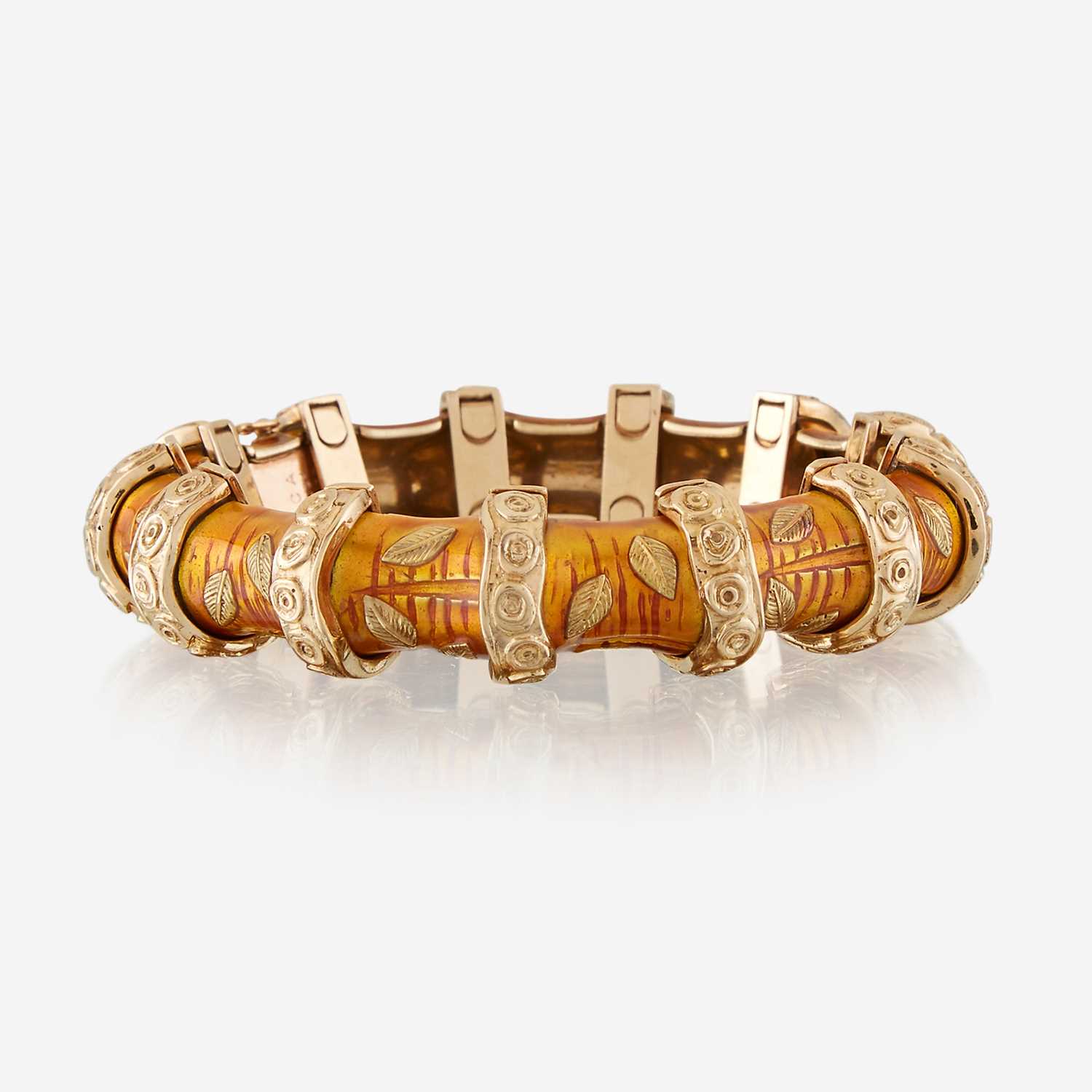 Lot 12 - An eighteen karat gold and enamel bracelet, Van Cleef & Arpels