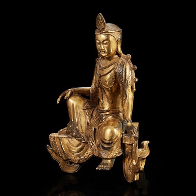 Lot 125 - A gilt-bronze figure of a "water-moon" Avalokitesvara