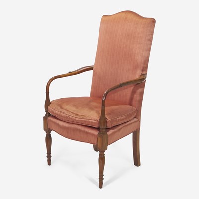 Lot 171 - A Federal style carved and inlaid mahogany lolling chair