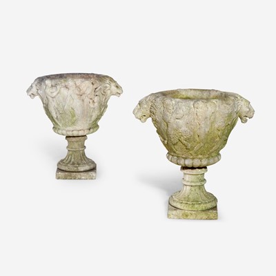 Lot 3 - A Pair of Carved Stone Garden Urns