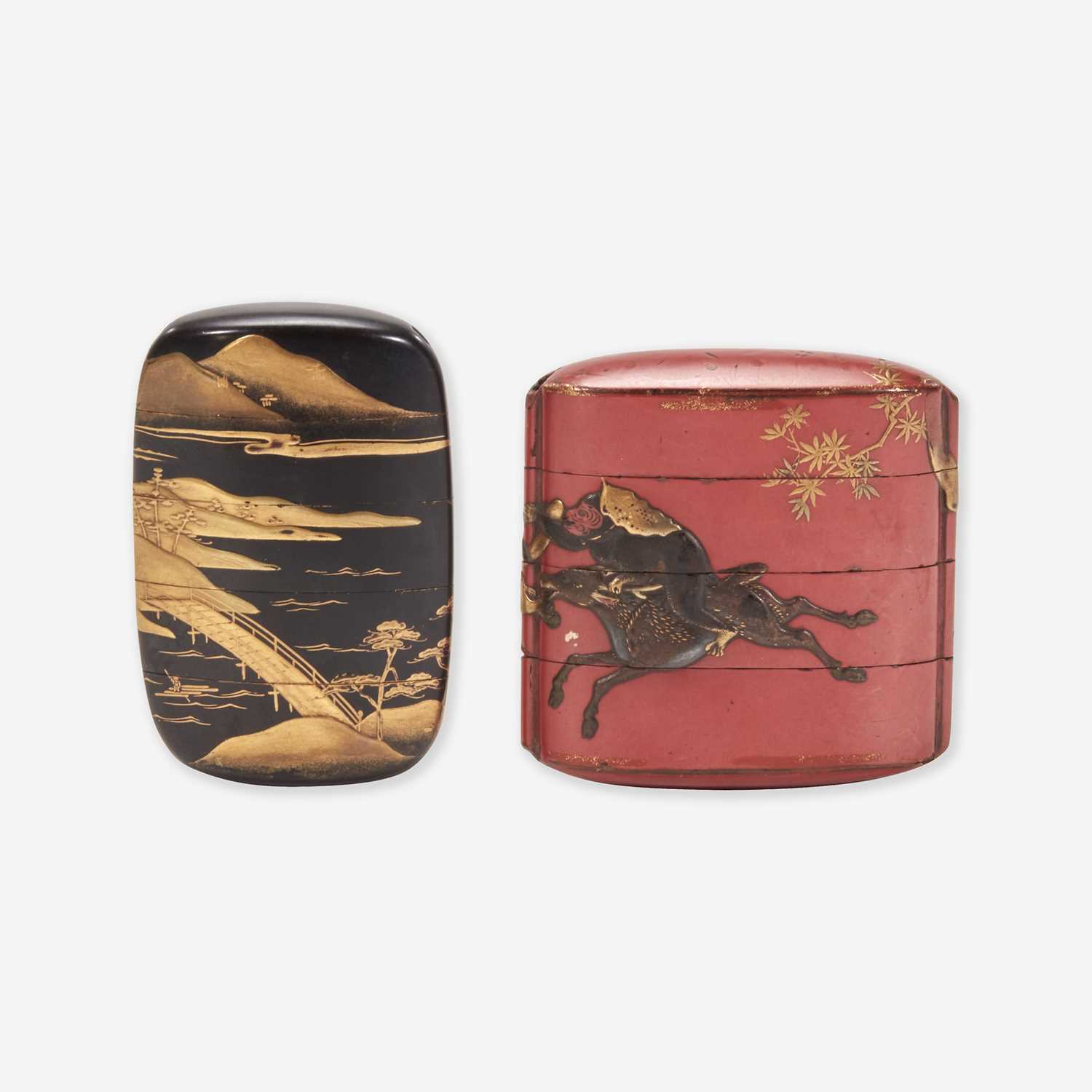 Lot 191 - Two Japanese lacquered inro 日本印笼一组两件